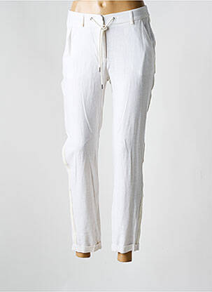 Pantalon slim talie elastică mărime normală alb EVA KAYAN femeie