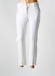 Pantalon slim talie elastică mărime normală alb EVA KAYAN femeie