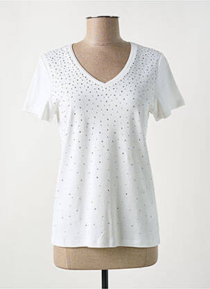 Tricou guler în v mâneci scurte alb MARBLE femeie