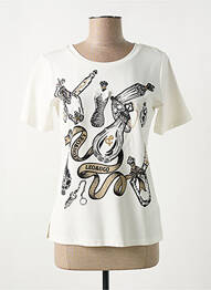 Tricou serigrafie flockată mâneci scurte alb LEO & UGO femme