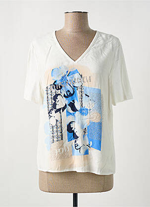 Tricou serigrafie flockată mâneci scurte alb FRANK WALDER femeie