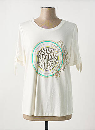 Tricou serigrafie flockată mâneci scurte alb TUZZI femeie