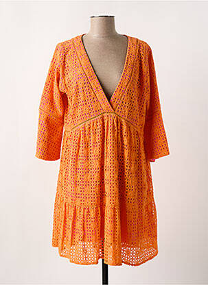 Rochie scurtă mâneci 3/4 mâneci 3/4 portocalie YESS. femeie
