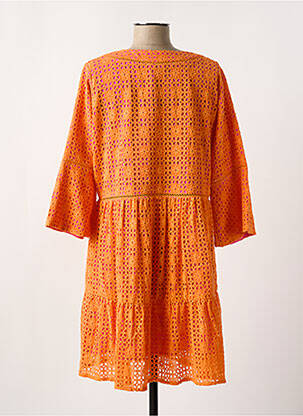 Rochie scurtă mâneci 3/4 mâneci 3/4 portocalie YESS. femeie