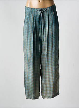 Pantalon larg talie cu cleme talie înaltă albastru CLARAMONTE femeie