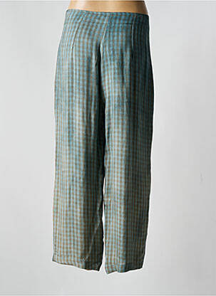Pantalon larg talie cu cleme talie înaltă albastru CLARAMONTE femeie