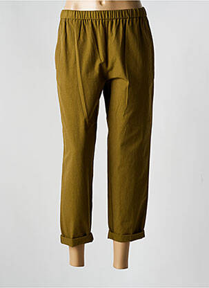 Pantalon 7/8 țesătură poplin mărime normală verde POMANDERE femeie