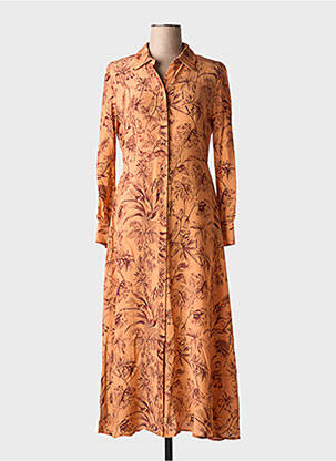 Rochie lungă imprimeu fantezie mâneci lungi portocalie ATTIC AND BARN femeie