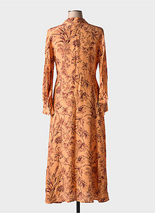 Rochie lungă imprimeu fantezie mâneci lungi portocalie ATTIC AND BARN femeie