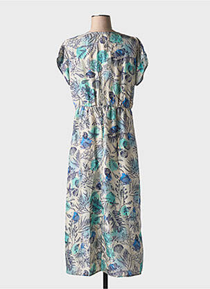 Rochie lungă imprimeu fantezie mâneci scurte albastru ATTIC AND BARN femeie