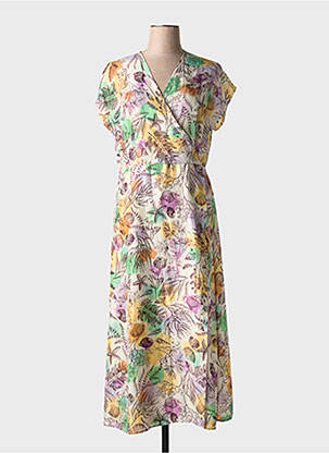 Rochie lungă imprimeu fantezie mâneci scurte violet ATTIC AND BARN femeie