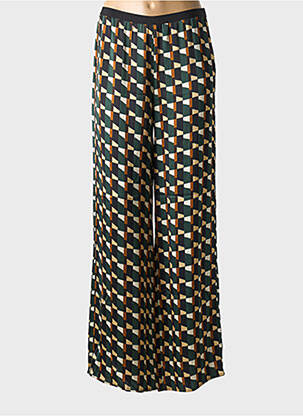 Pantalon evazat talie elastică verde SIYU femeie
