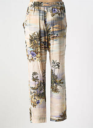 Pantalon drept talie elastică bej MOMONI femeie