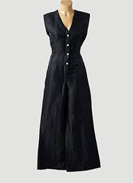 Salopetă-pantalon închidere cu nasturi pe față fără mâneci negru ATTIC AND BARN femme