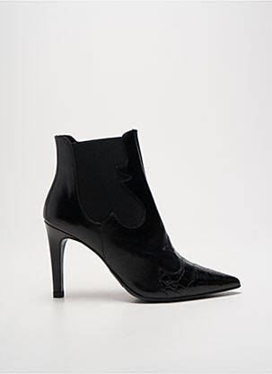 Botine/ghete material neted toc de 7 la 9 cm negru PERLATO femeie