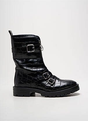 Botine/ghete țesătură satinată toc plat până la 3 cm negru ALPE femeie