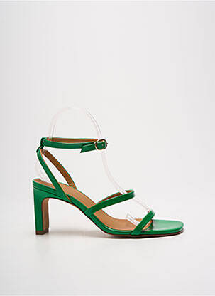 Sandale/pantofi decupați material neted toc de 4 la 6 cm verde BOBBIES femeie