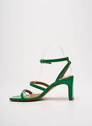 Sandale/pantofi decupați material neted toc de 4 la 6 cm verde BOBBIES femeie