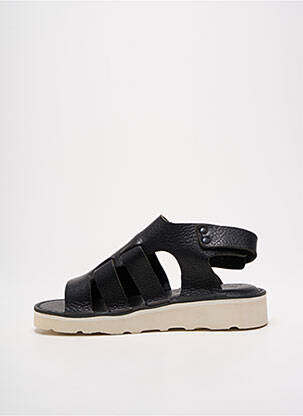 Sandale/pantofi decupați țesătură satinată toc plat până la 3 cm negru FRACAP femeie