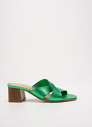 Mulete/saboți material neted toc de 4 la 6 cm verde QOO TUM femeie