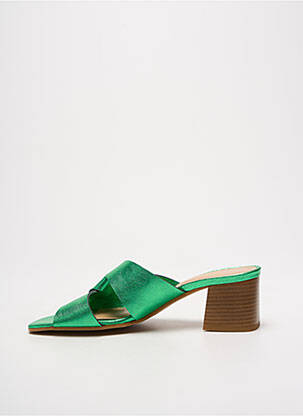 Mulete/saboți material neted toc de 4 la 6 cm verde QOO TUM femeie
