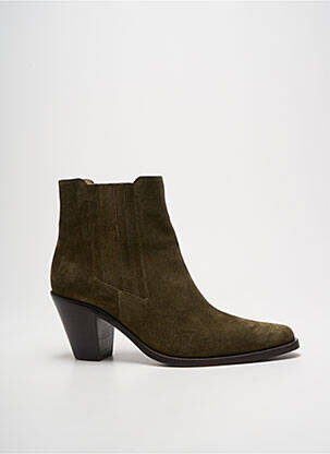 Botine/ghete vârf ascuțit toc de 7 la 9 cm verde FREE LANCE femeie