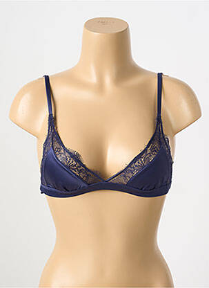 Sutien efect material satinat top triunghiuri albastru LOVE STORIES femeie