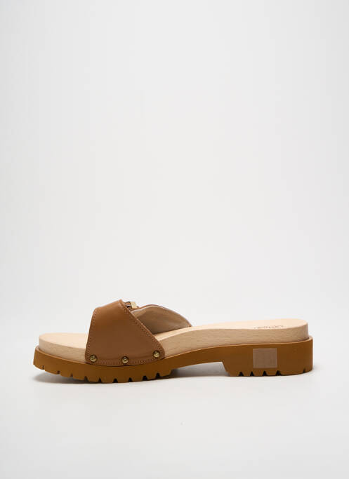 Mulete/saboți țesătură satinată toc de 4 la 6 cm maro SCHOLL femme