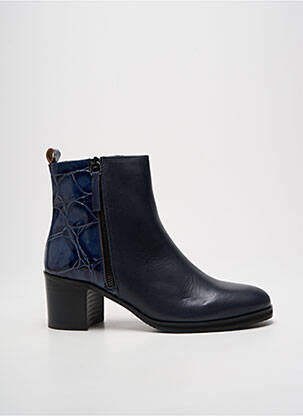 Botine/ghete material neted toc de 4 la 6 cm albastru QOO TUM femeie