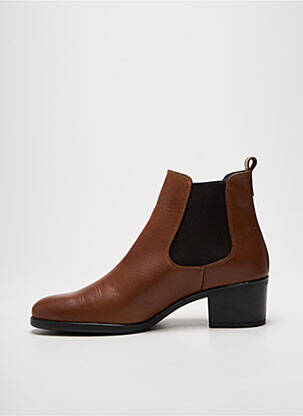 Botine/ghete material neted toc de 4 la 6 cm maro QOO TUM femeie