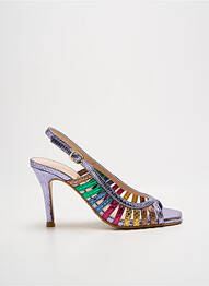 Sandale/pantofi decupați țesătură satinată toc de 7 la 9 cm violet LODI femme