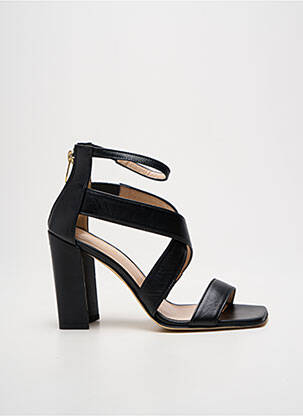 Sandale/pantofi decupați material neted toc de 7 la 9 cm negru FIORANGELO femeie