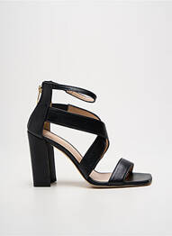 Sandale/pantofi decupați material neted toc de 7 la 9 cm negru FIORANGELO femme