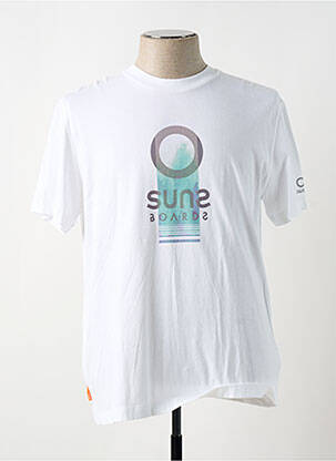 Tricou croială dreaptă mâneci scurte alb SUNS BOARDS bărbat