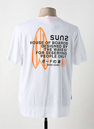 Tricou croială dreaptă mâneci scurte alb SUNS BOARDS bărbat