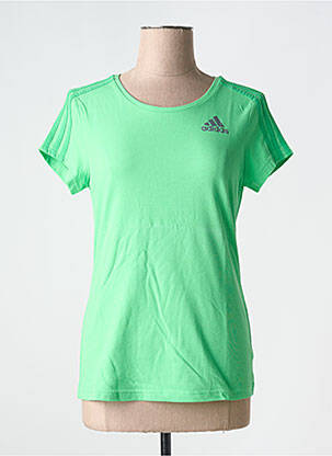 Tricou serigrafie flockată mâneci scurte verde ADIDAS femeie