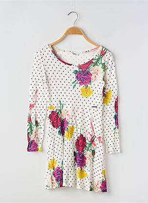Rochie midi guler rotund mâneci lungi alb GUESS fată