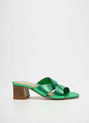 Mulete/saboți material neted toc de 4 la 6 cm verde QOO TUM femeie