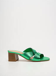 Mulete/saboți material neted toc de 4 la 6 cm verde QOO TUM femeie