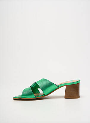 Mulete/saboți material neted toc de 4 la 6 cm verde QOO TUM femeie