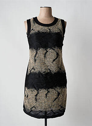 Rochie midi imprimeu fantezie fără mâneci negru BLANC BOHEME femeie