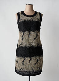 Rochie midi imprimeu fantezie fără mâneci negru BLANC BOHEME femme