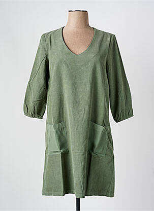 Rochie midi mâneci 3/4 mâneci 3/4 verde BLANC BOHEME femeie