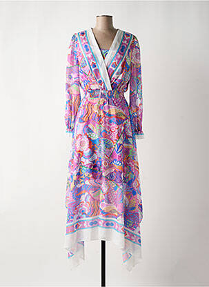 Rochie lungă mâneci lungi mâneci lungi violet LESLIE femeie