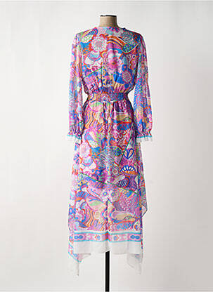 Rochie lungă mâneci lungi mâneci lungi violet LESLIE femeie
