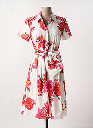 Rochie midi imprimeu floral mâneci scurte alb FUEGO WOMAN femeie