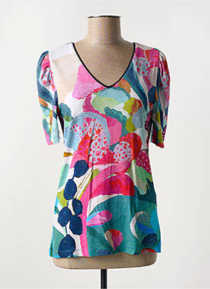 Tricou imprimeu fantezie mâneci scurte albastru DOLCEZZA femeie