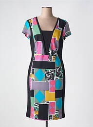 Rochie midi imprimeu fantezie fără mâneci negru JOSEPH RIBKOFF femeie