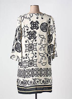 Rochie midi imprimeu floral mâneci 3/4 bej MARIA BELLENTANI femeie