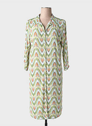 Rochie scurtă croială fluidă mâneci 3/4 verde GEVANA femeie